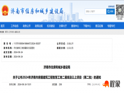 山东省济南市住建局公布：18个项目被评价为智慧工地二星级及以